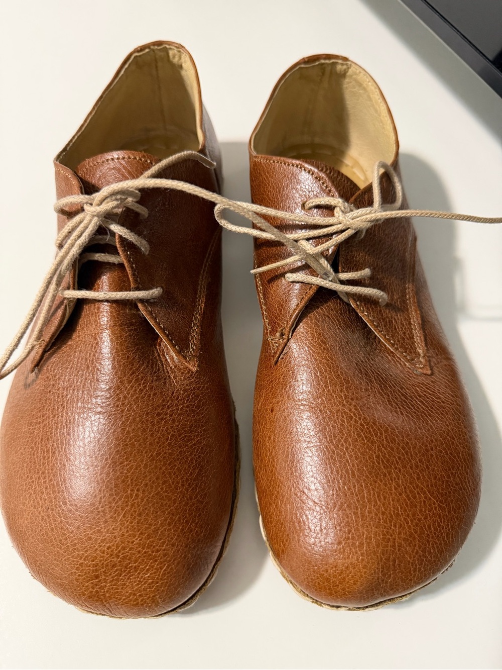 Handmade Leather Barefoot Shoes Brown Oxford Derby Unisex EU 40 US W9/M7.5